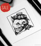 SALE - Weak Poorly Kitty Sad Cat - Day 15 Inktober 2018 - Mini Cat Drawing - Image 1