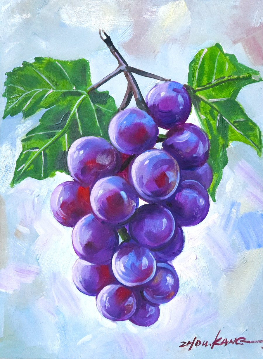 Grapes Oil Painting – Original & One of a Kind – Fun & Delightful