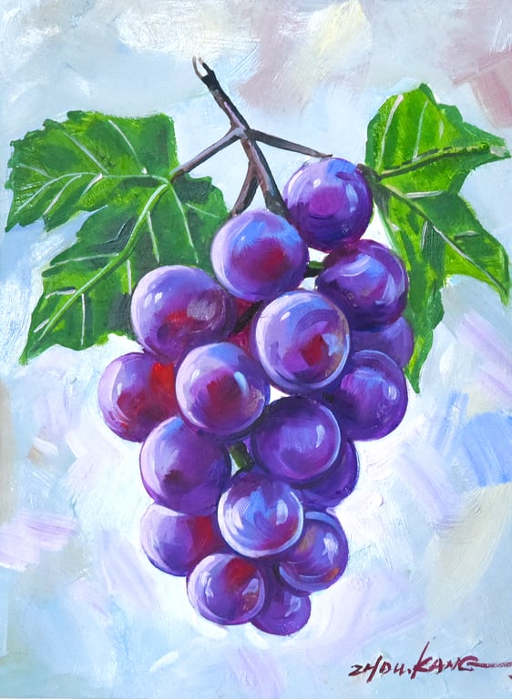 Grapes Oil Painting – Original & One of a Kind – Fun & Delightful