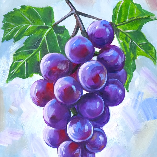 Grapes Oil Painting – Original & One of a Kind – Fun & Delightful