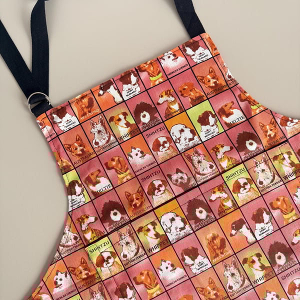 Dogs Print Apron, Funny Unique Apron, Fun Dog Prints Apron, Unisex Cotton Apron,