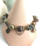 Steampunk beaded charm bracelet, pyrite mookite & Tigers eye - Image 10