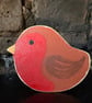 Handmade Robin Bird Ornament - Wooden Folk Art Bird