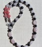 SALE Rose Quartz & Black Hematite Gemstone Statement Beaded Gothic Necklace - Image 5