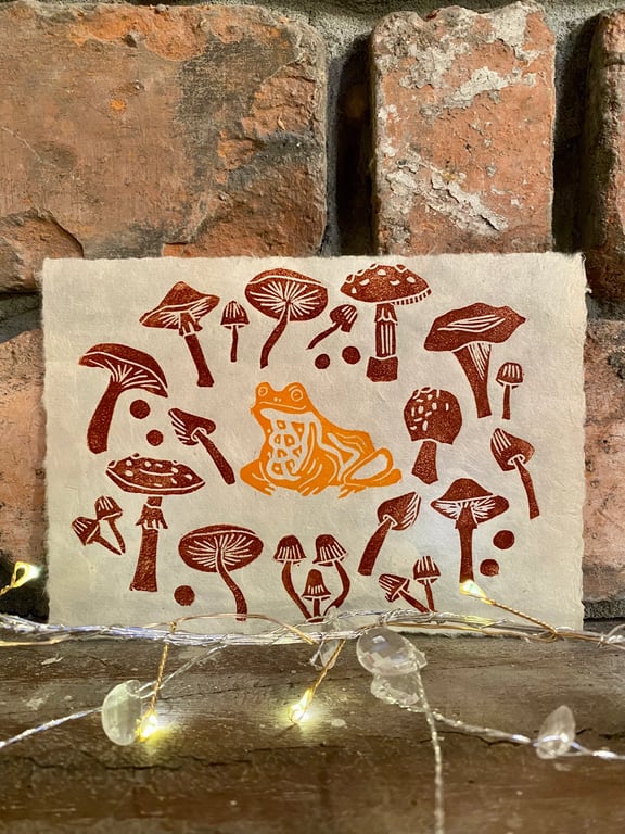 Frog Lino Print - Brown