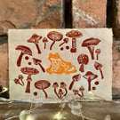 Frog Lino Print - Brown