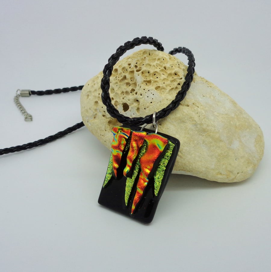 Dichroic fused glass pendant "Flames"