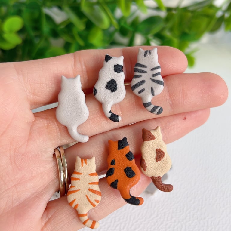 Personalised Cat Stud Earrings, Custom Kitten Gift for Her, Pet Lover Jewelry