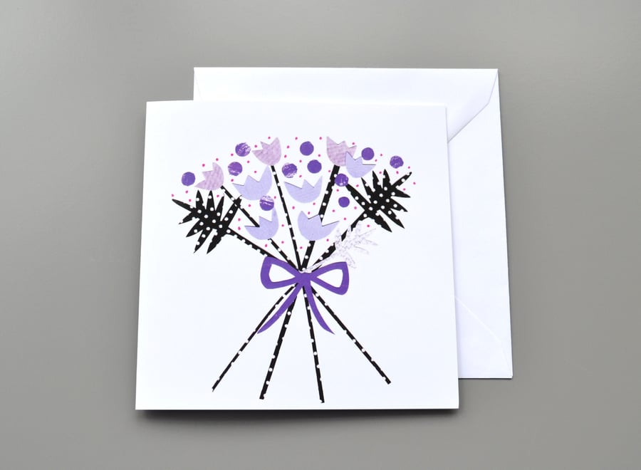 Purple Bouquet Blank or  Birthday Card