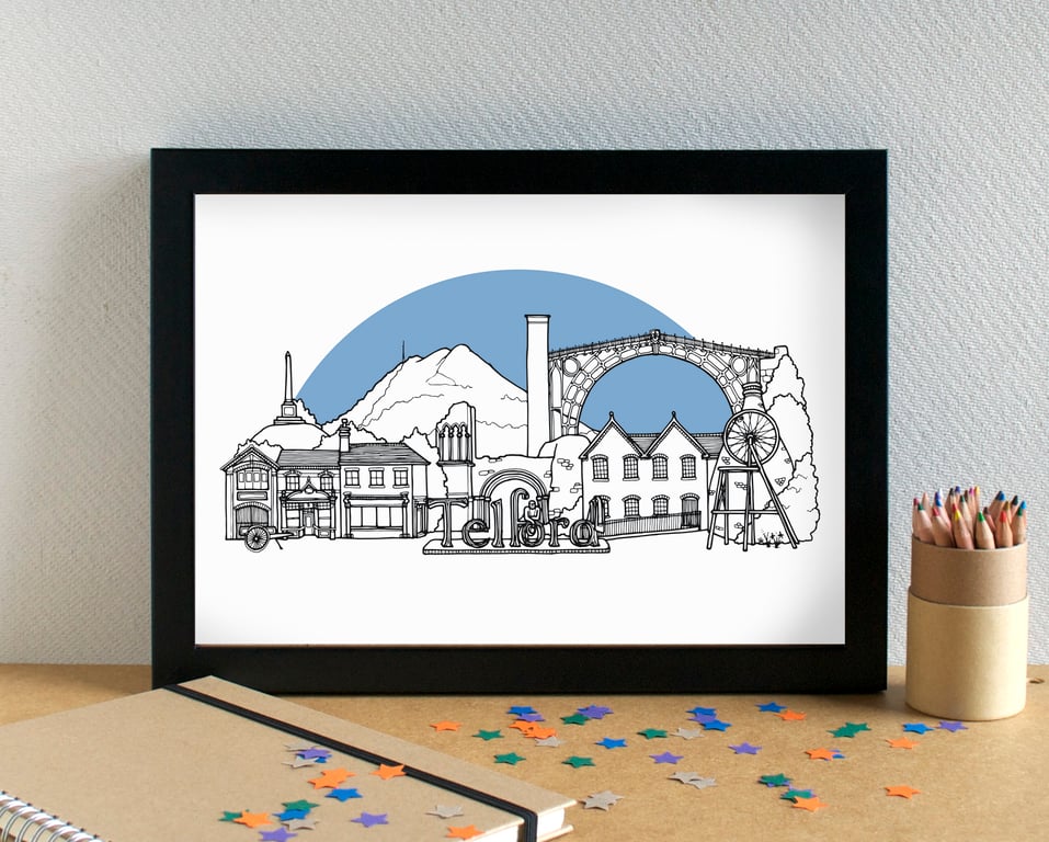Telford Landmarks Skyline Art Print
