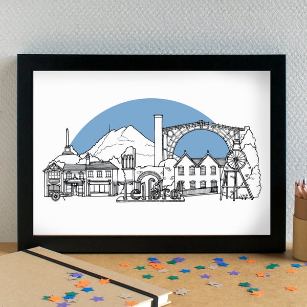 Telford Landmarks Skyline Art Print