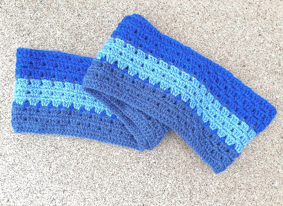 Crochet Infinity Blue Muti Colour Scarf