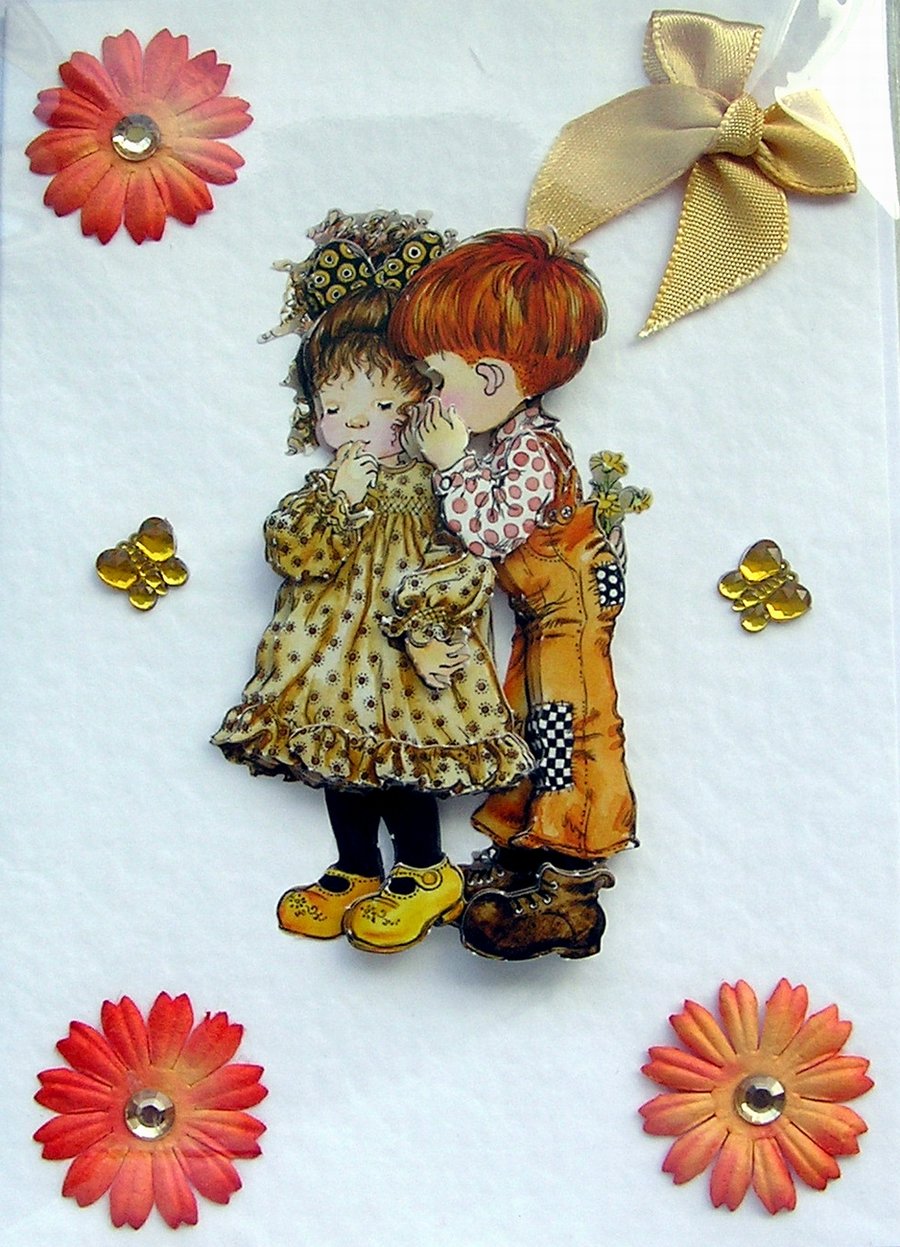 Hand Crafted 3D Decoupage Card - Blank for any Occasion (2403)