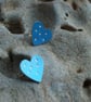 Blue heart studs with dots - Image 2