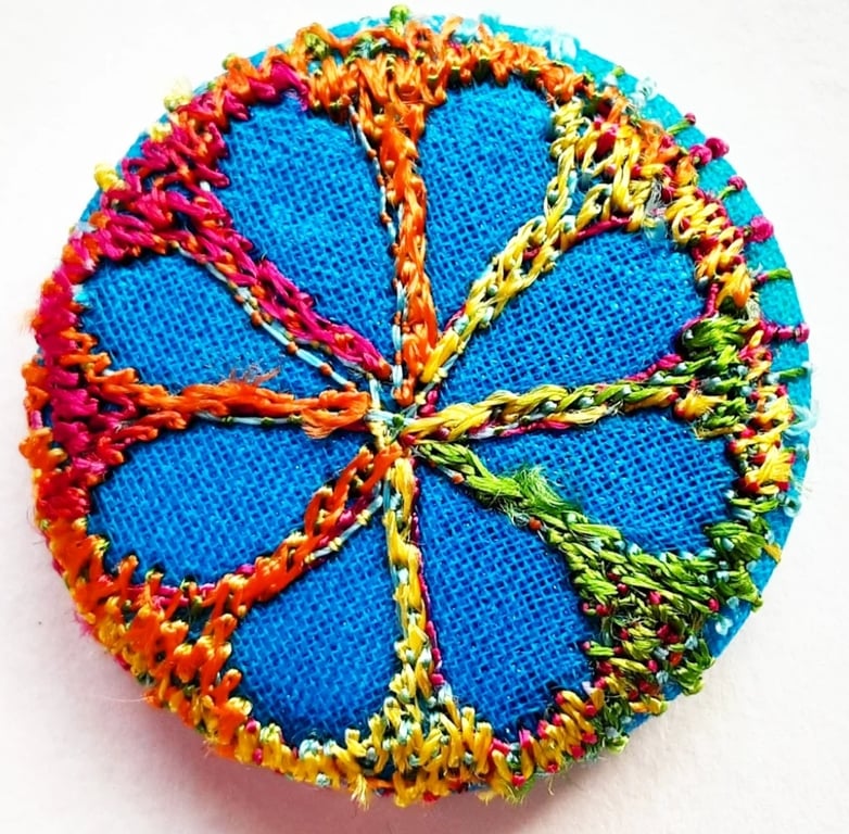 Buttons 1 inch button Hand Dyed Silks and Cottons Free Machine Embroidery Button