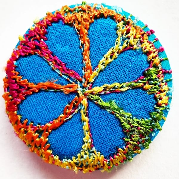 Buttons 1 inch button Hand Dyed Silks and Cottons Free Machine Embroidery Button