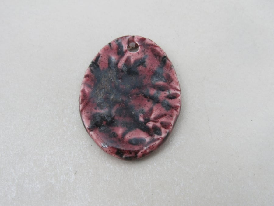 Large Speckled Rose Leaf Sprig Ceramic Pendant