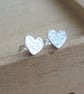 Sterling Silver Heart Stud Earrings, Small Studs - Image 3