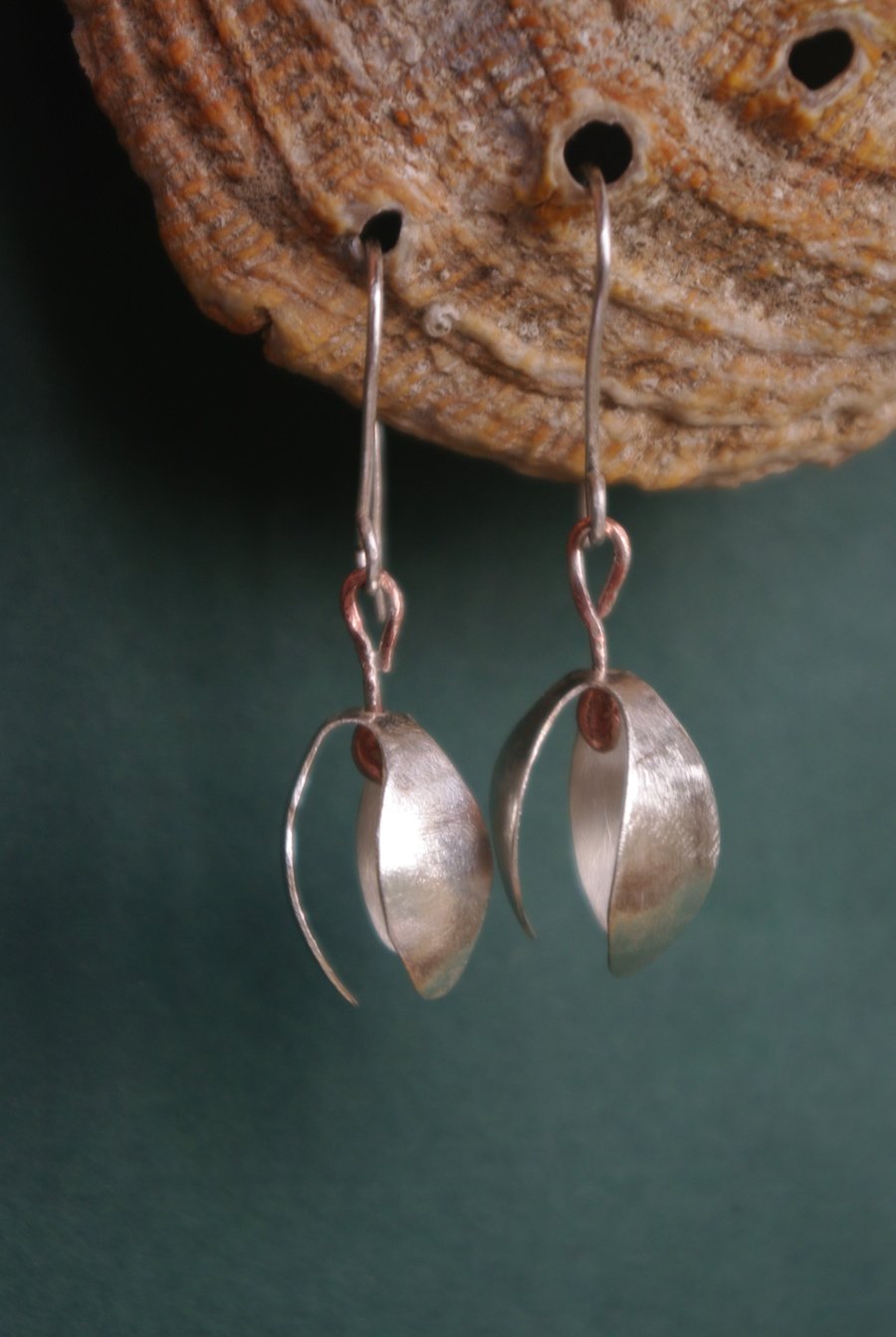 Silver and Copper Snowdrop Dangle Earrings 
