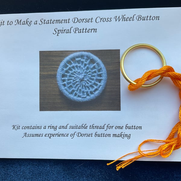 Kit to Make a Statement Dorset Button, Spiral Design, Tangerine 