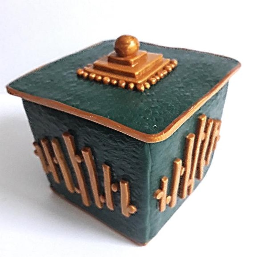 Oriental Design Polymer Clay Trinket Jewellery Box
