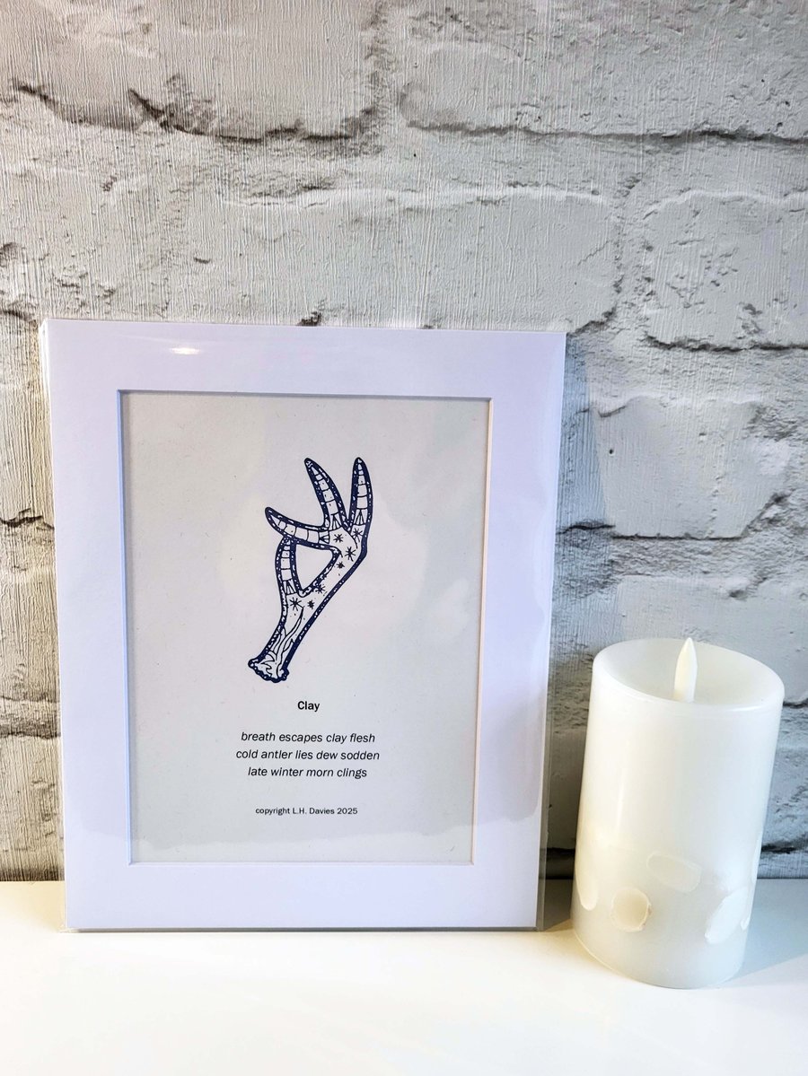 Haiku Poetry Mounted Art Print - 'Clay' Limited Edition