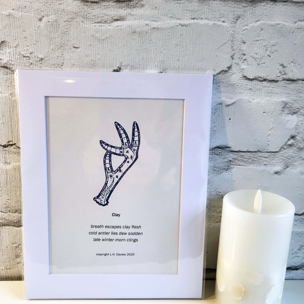 Haiku Poetry Mounted Art Print - 'Clay' Limited Edition