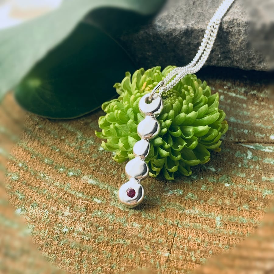 Recycled Handmade Sterling Silver Ruby River Pebble Pendant