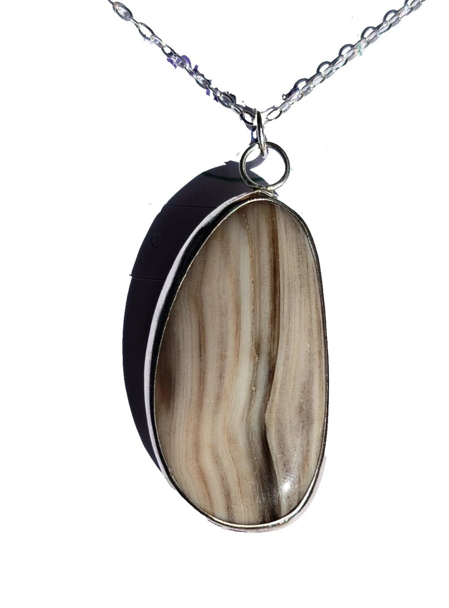 Petrified Wood Necklace Sterling Silver Jewellery Fossilised Wood in Gift Box