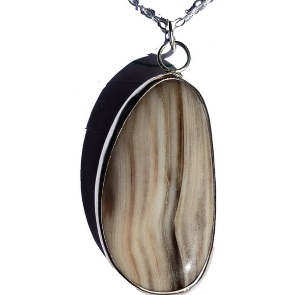 Petrified Wood Necklace Sterling Silver Jewellery Fossilised Wood in Gift Box