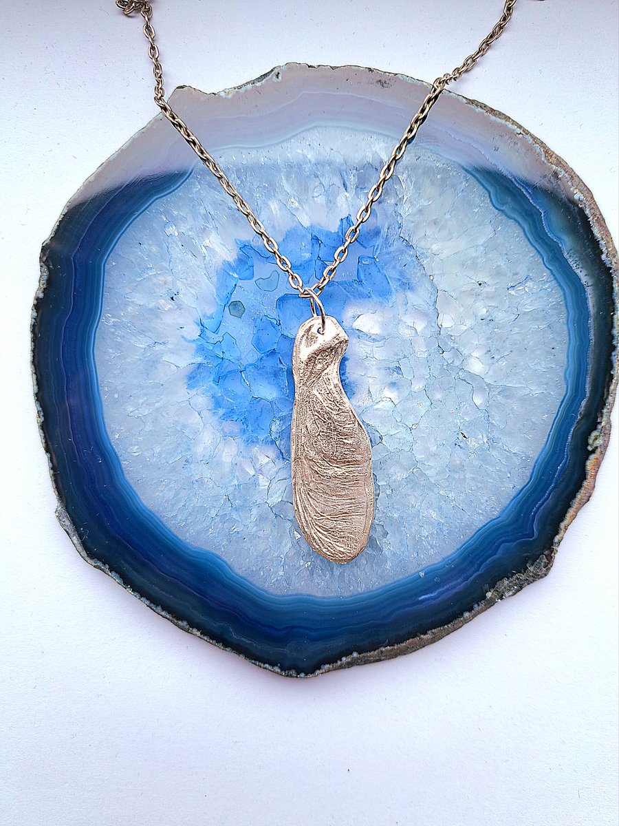 Silver Scyamore Seed Pendant 20" Chain 925 sterling silver necklace 