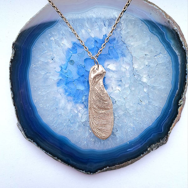 Silver Scyamore Seed Pendant 20" Chain 925 sterling silver necklace 