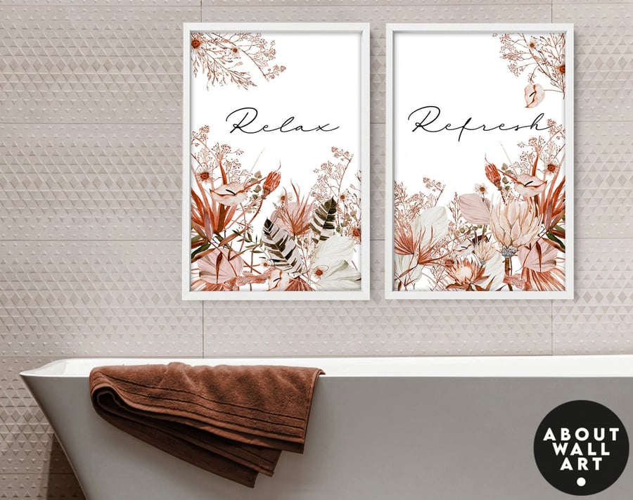 Home Decor Bathroom, Tropical Bathroom Aesthetic Spa Decoration, Botanical Print