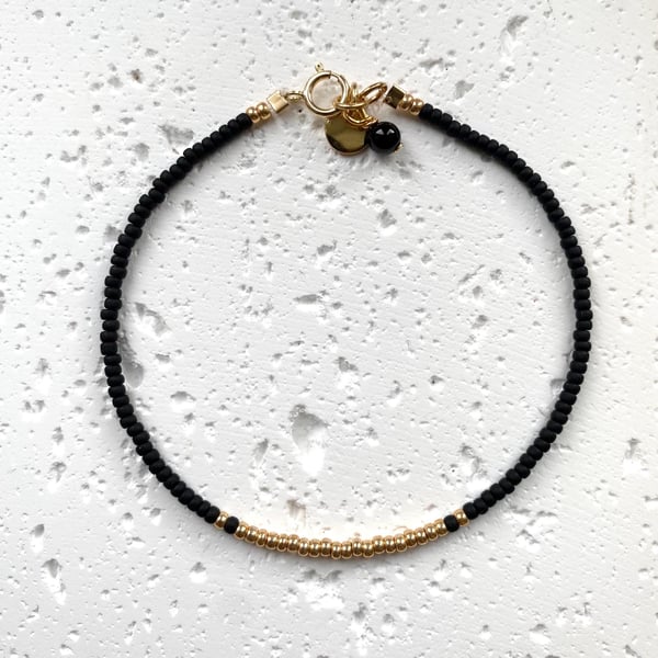 Mira Miyuki Bracelet - BlackOnyx - Free Personalisation