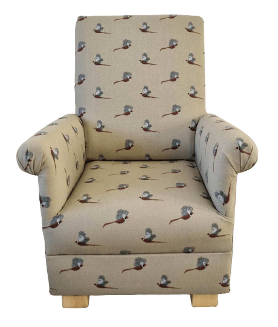 Adult Armchair Sophie Allport Pheasants Fabric Chair Birds Accent Statement 