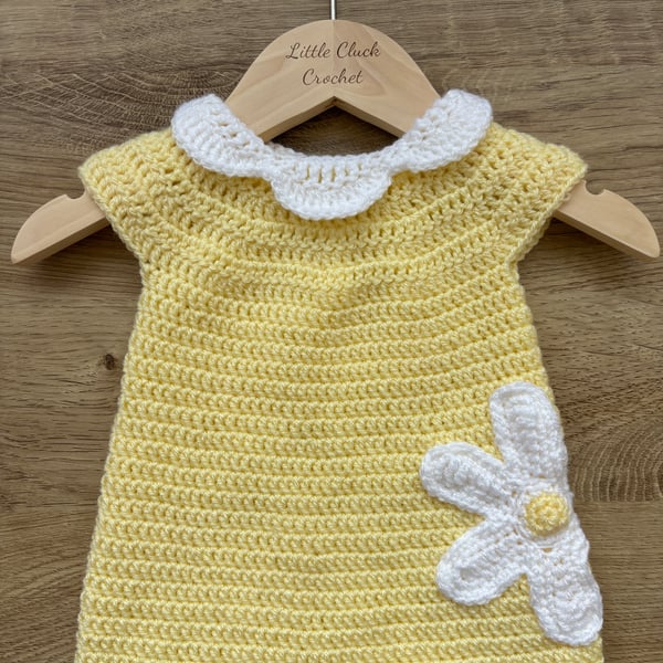 A line flower dress - yellow 6-12m