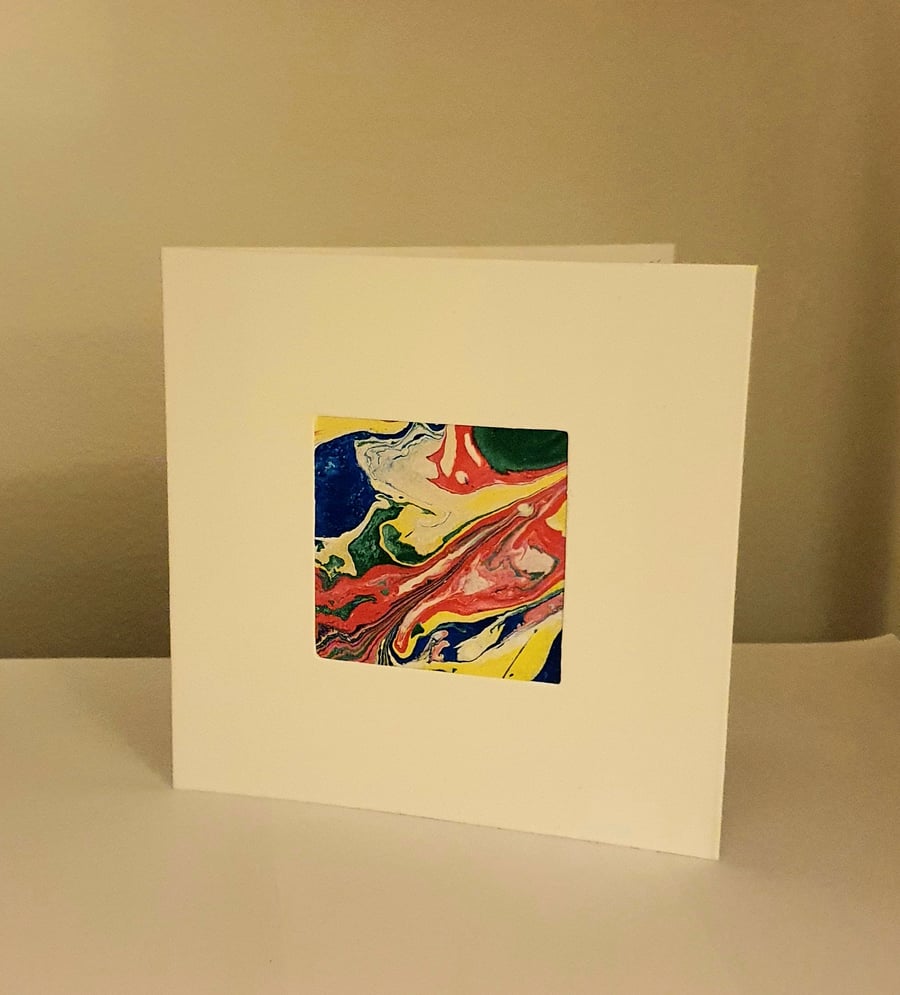 Multi Coloured Aperture Card with Marbled Pattern