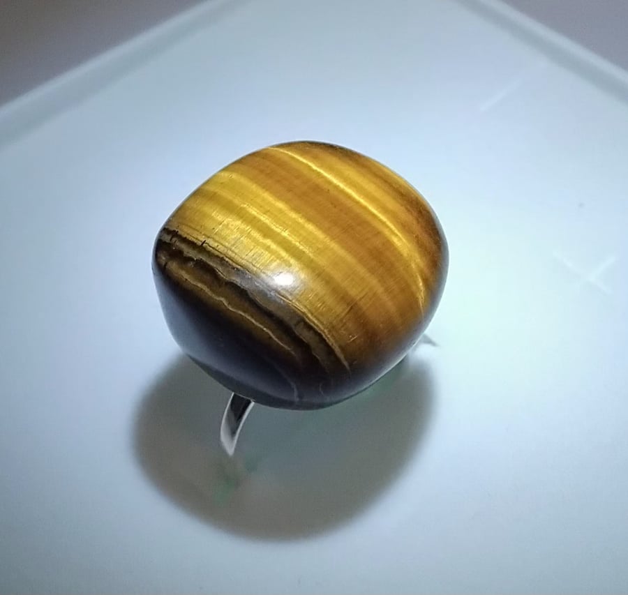 TIGERS EYE CRYSTAL STATEMENT RING