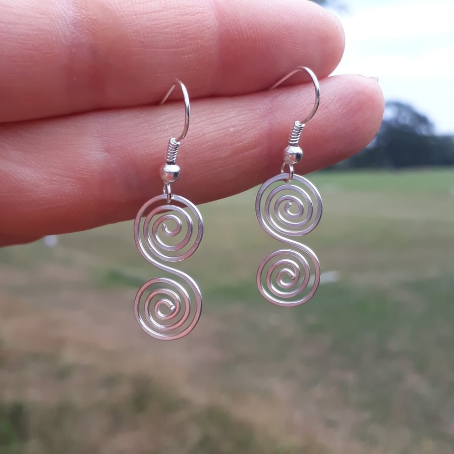 Celtic Silver Spiral Earrings, jewellery for women, Christmas gifts for her