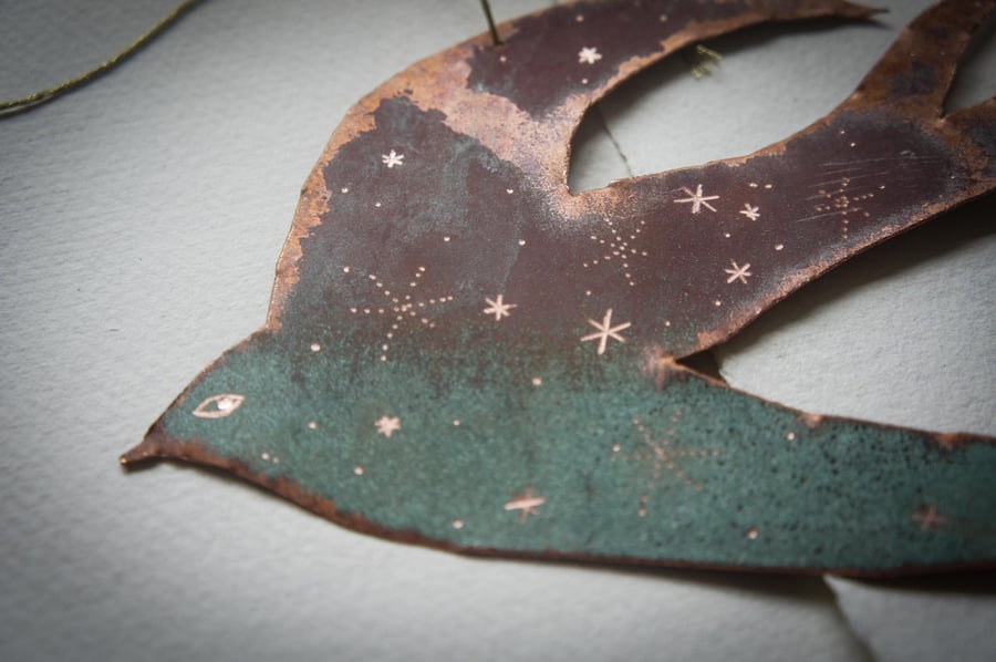 Copper Swallow Decoration, Handmade Bird Decoration