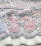 Vintage-Style Baby Blanket - Filet Crocheted Baby Blanket - Bunny Rabbit Blanket
