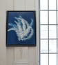 Original Cyanotype Photogram, Umbrella Fern, Float mounted. - Image 7
