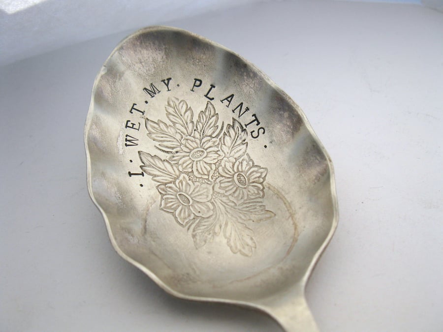 I Wet My Plants, Funny Plant Pot Marker, Upcycled Vintage Spoon
