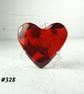 Fused glass red heart pocket hug with stand 5x4.5cm, handcrafted (328)