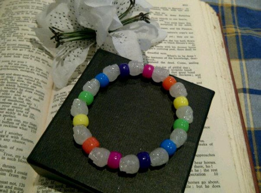 Glow in the Dark Neon Skull Bracelet 2 SPRING SALE 