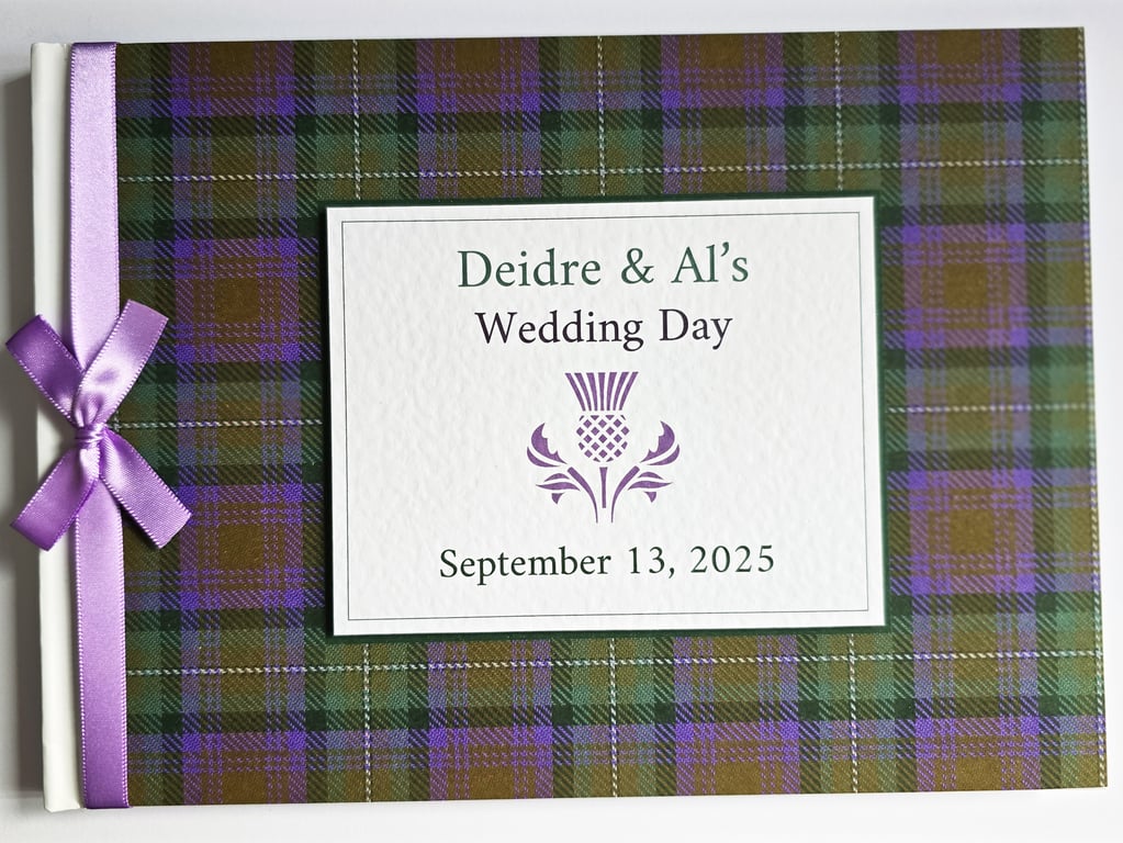 Scottish Isle of Skye tartan wedding guest book, gift