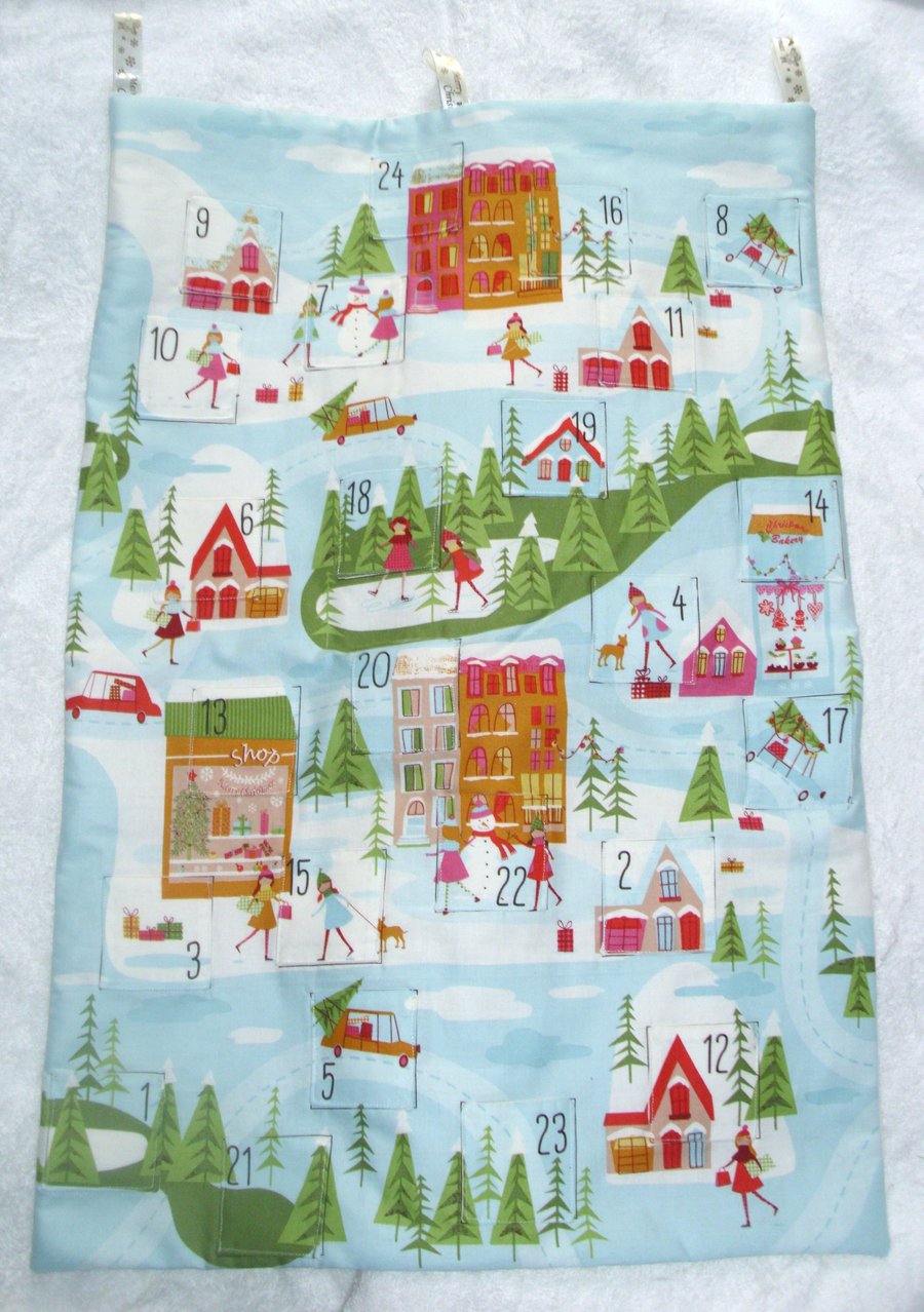 Fabric ADVENT CALENDAR Winter in the village  Advent Calendar