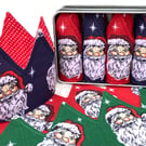 Santa Christmas Cracker Hats, Reusable Reversible Fabric Crowns, Party Hats 