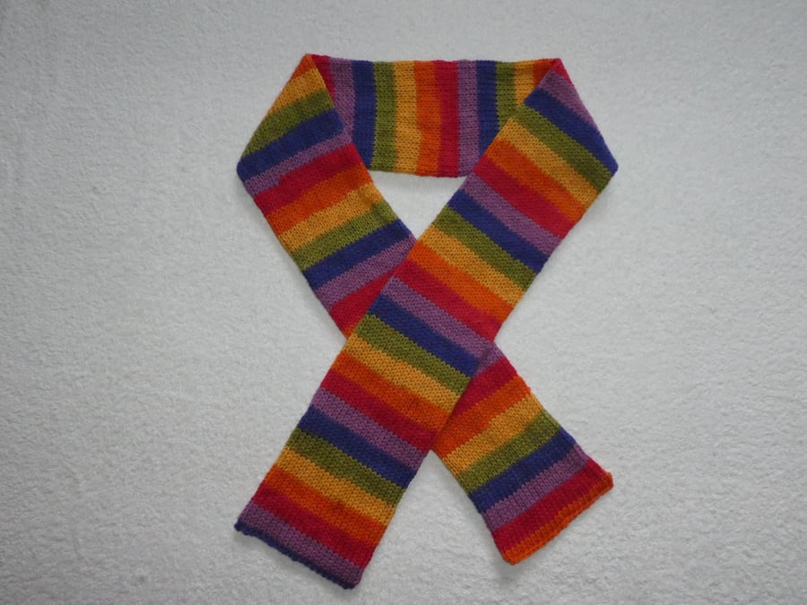 Rainbow Scarf. Tube Knit. Double Sided Scarf. Unisex Scarf