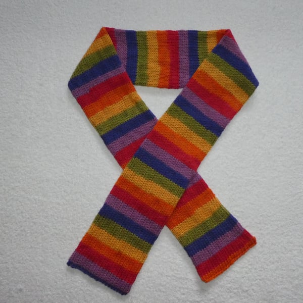 Rainbow Scarf. Tube Knit. Double Sided Scarf. Unisex Scarf